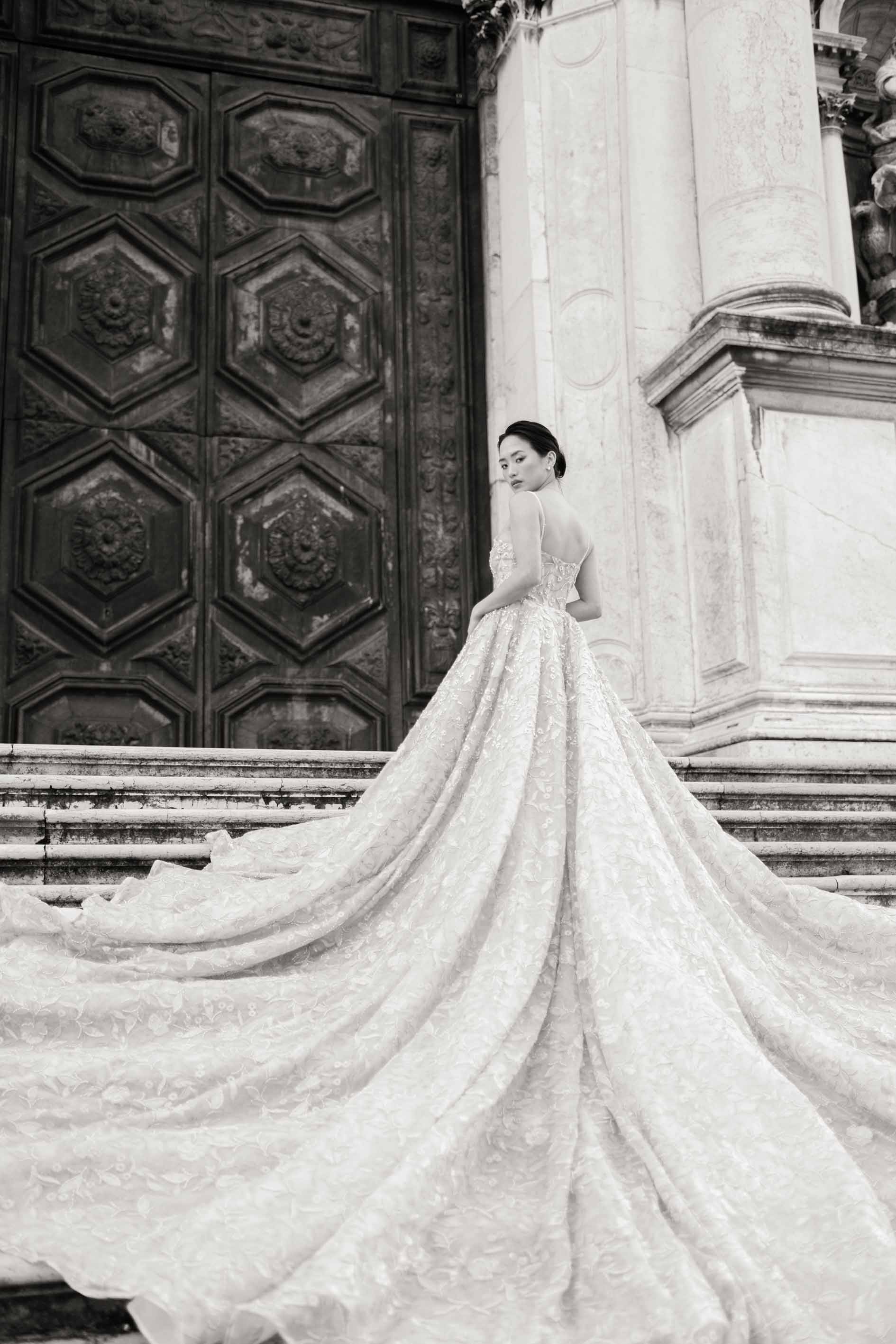 a bride at the basilic di sant maria in venice